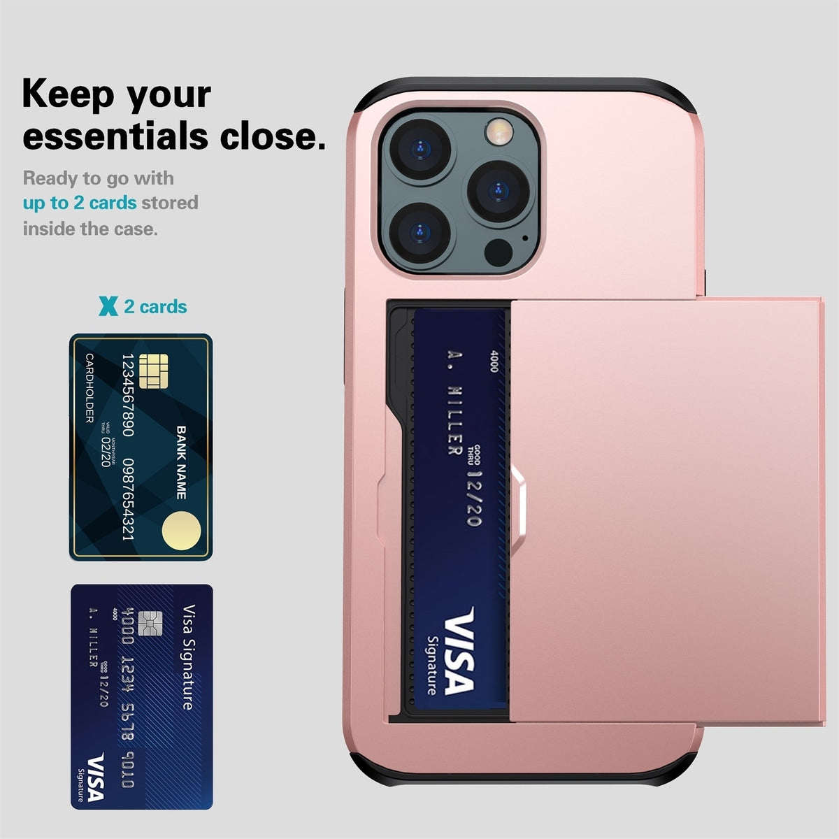 ELECTROPRIME For iPhone 15 Plus Shockproof Armor Phone Case with Slide Card Slot(Dark Blue)