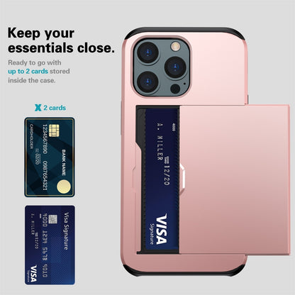 ELECTROPRIME For iPhone 15 Plus Shockproof Armor Phone Case with Slide Card Slot(Dark Blue)