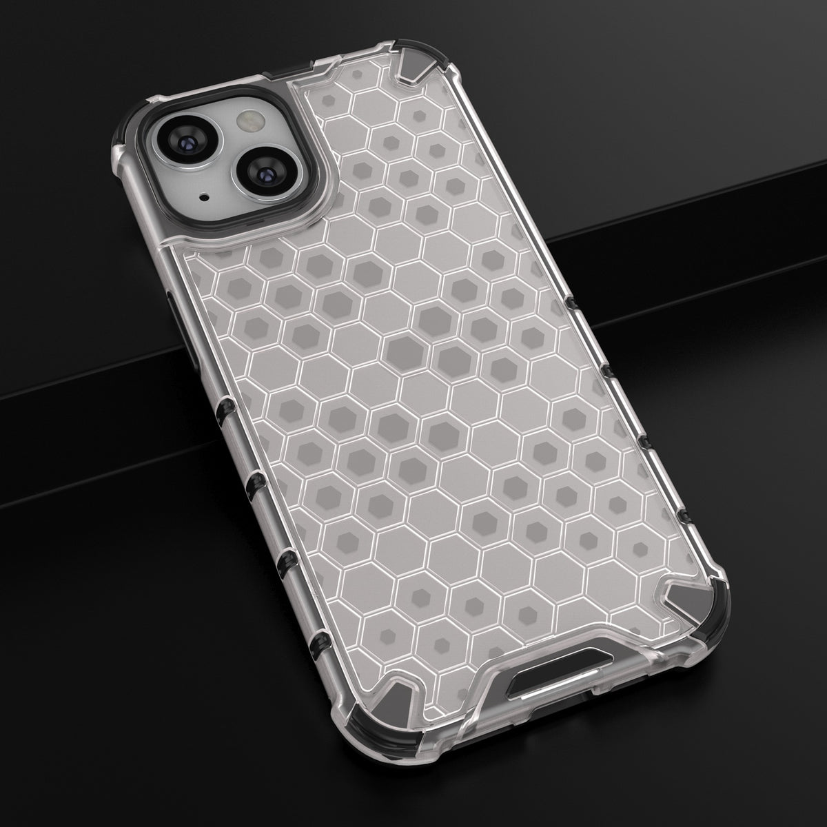 ELECTROPRIME For iPhone 15 Lanyard Honeycomb Phone Case(White)