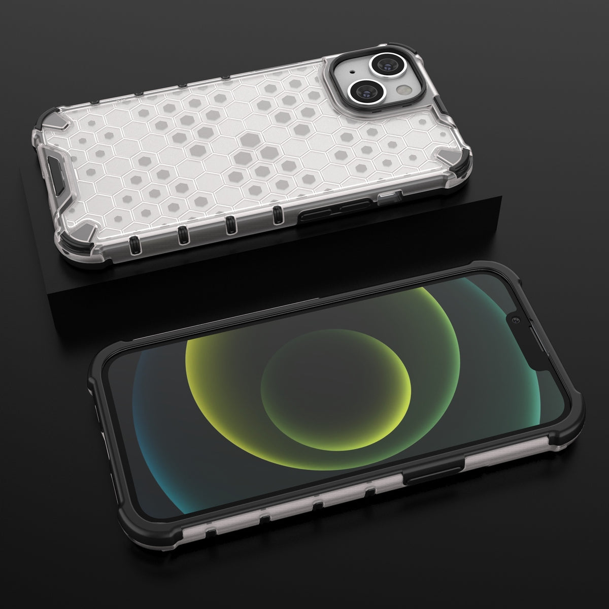 ELECTROPRIME For iPhone 15 Lanyard Honeycomb Phone Case(White)