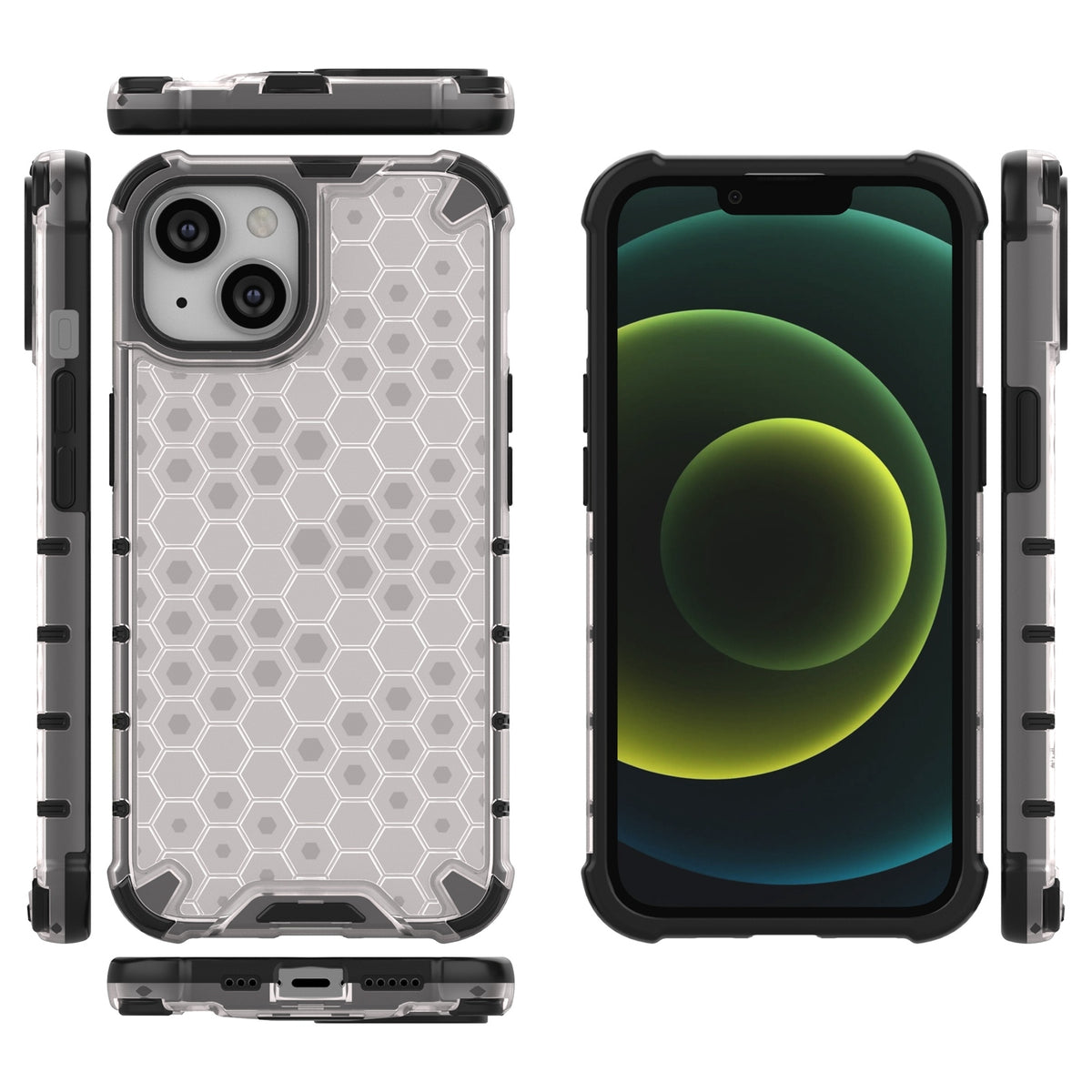 ELECTROPRIME For iPhone 15 Lanyard Honeycomb Phone Case(White)