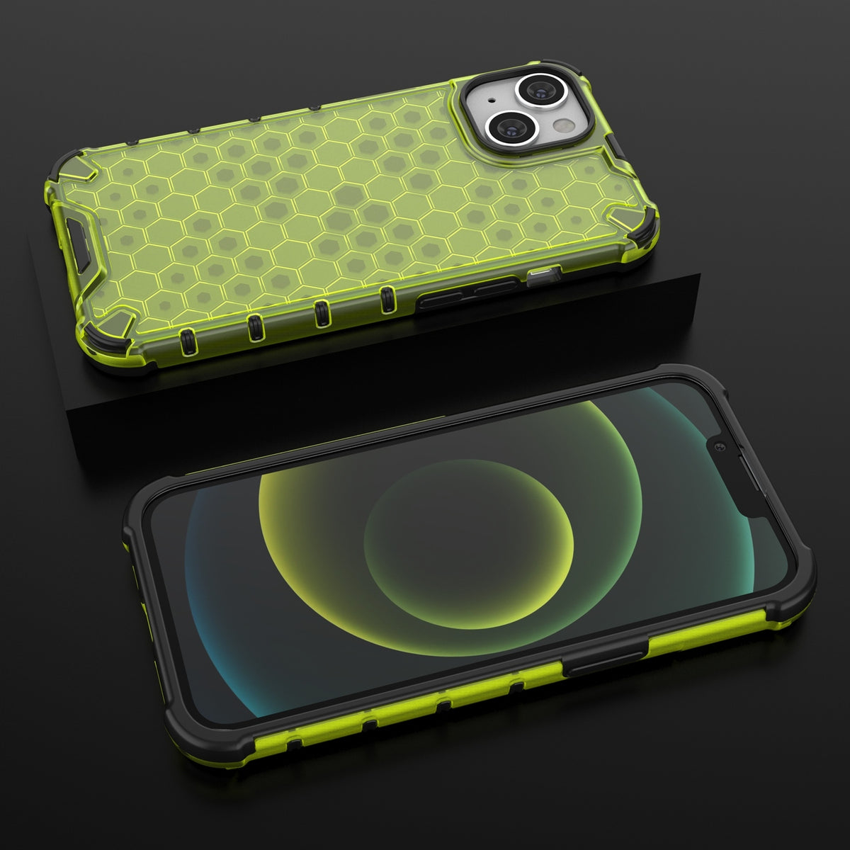 ELECTROPRIME For iPhone 15 Lanyard Honeycomb Phone Case(Green)
