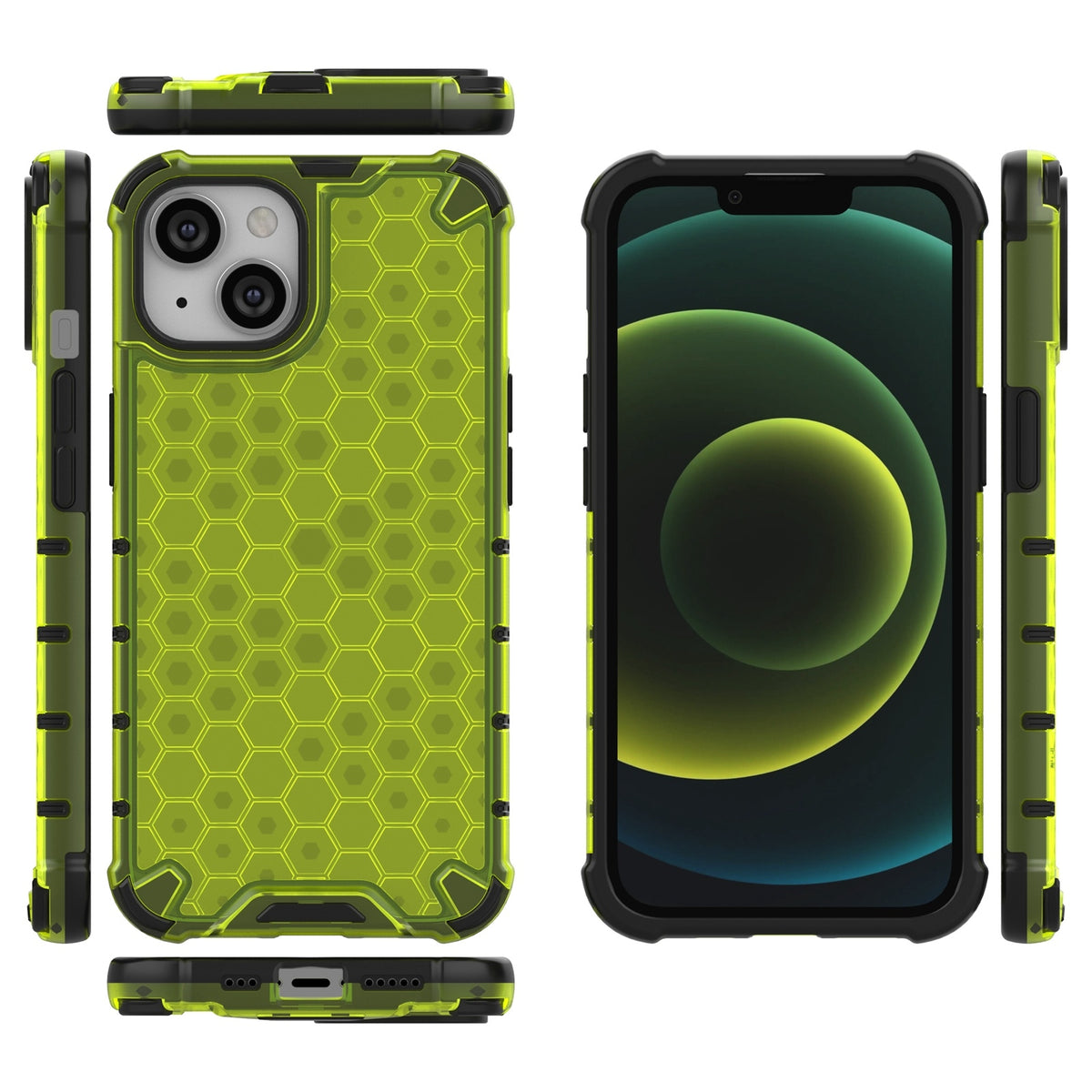 ELECTROPRIME For iPhone 15 Lanyard Honeycomb Phone Case(Green)