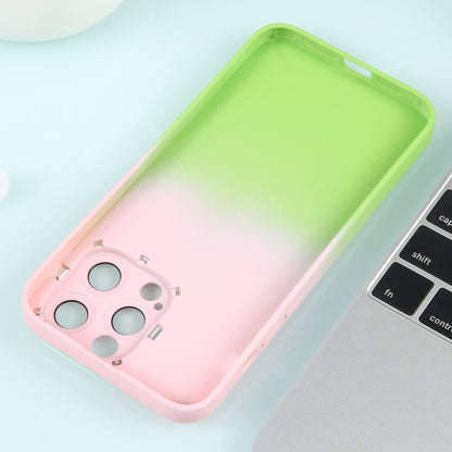 ELECTROPRIME For iPhone 15 Plus Gradient Starry Silicone Phone Case with Lens Film(Pink Green)