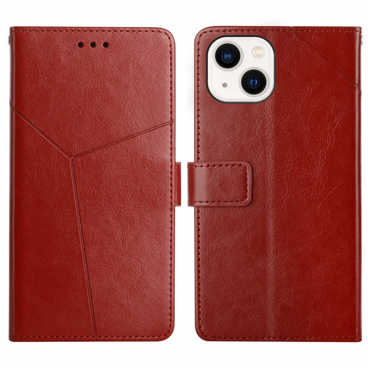 ELECTROPRIME For iPhone 15 HT01 Y-shaped Pattern Flip Leather Phone Case(Brown)