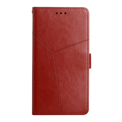 ELECTROPRIME For iPhone 15 HT01 Y-shaped Pattern Flip Leather Phone Case(Brown)