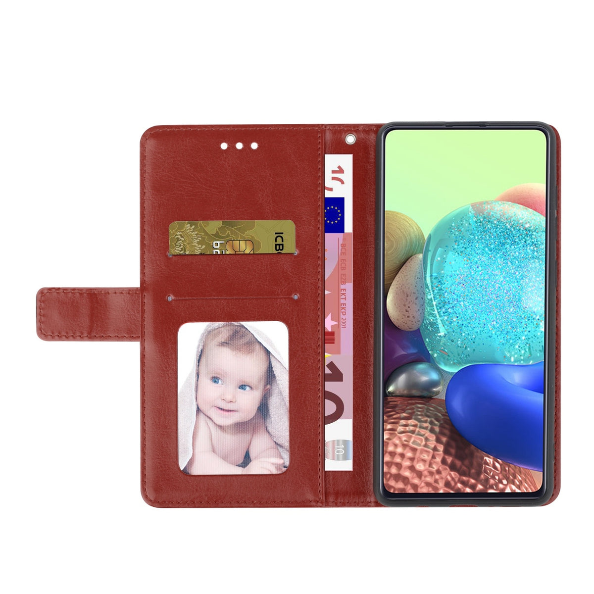 ELECTROPRIME For iPhone 15 HT01 Y-shaped Pattern Flip Leather Phone Case(Brown)