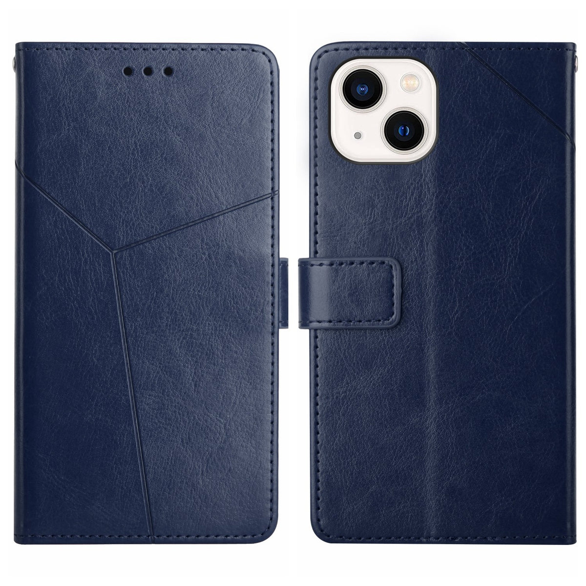 ELECTROPRIME For iPhone 15 HT01 Y-shaped Pattern Flip Leather Phone Case(Blue)
