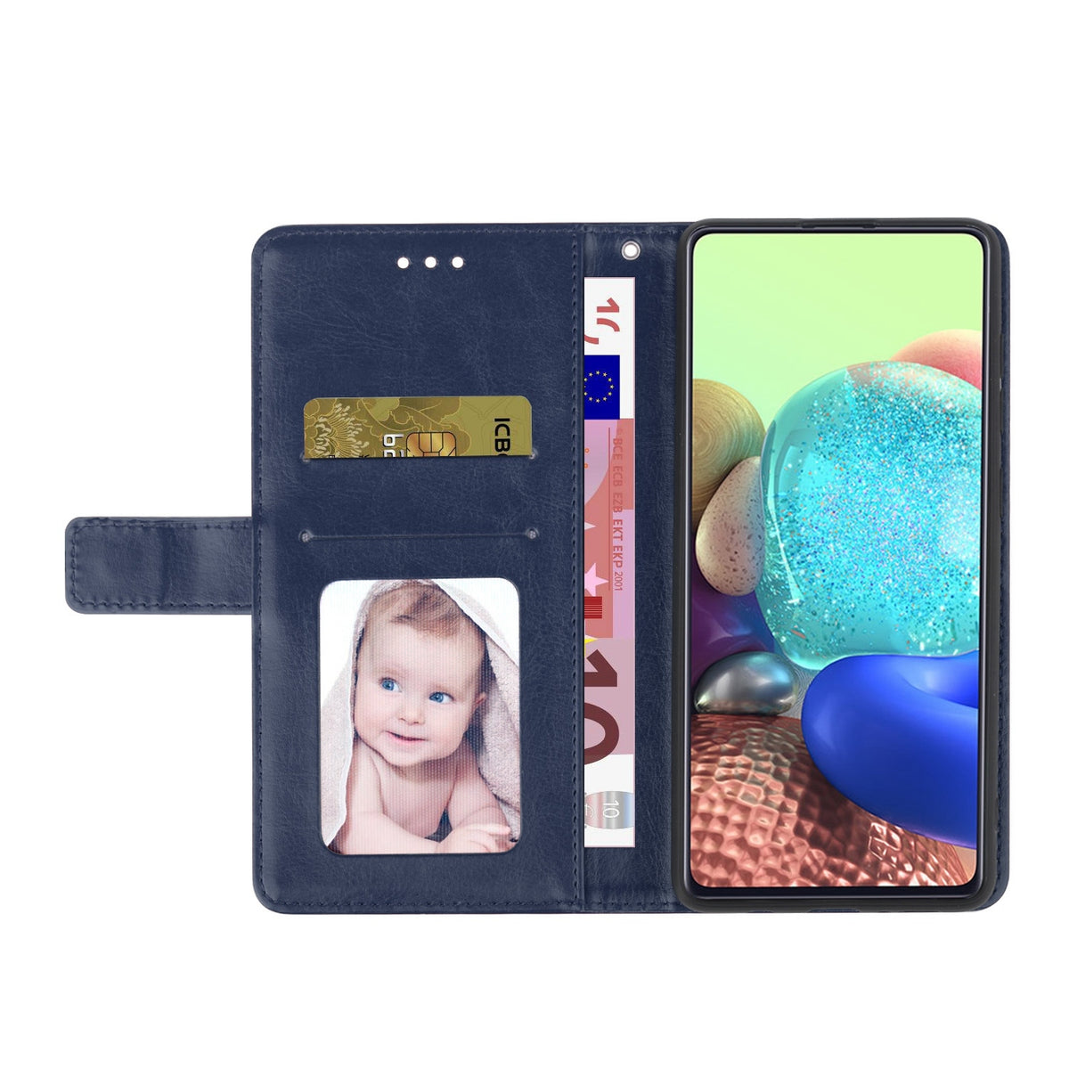 ELECTROPRIME For iPhone 15 HT01 Y-shaped Pattern Flip Leather Phone Case(Blue)