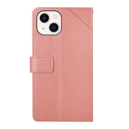 ELECTROPRIME For iPhone 15 HT01 Y-shaped Pattern Flip Leather Phone Case(Pink)