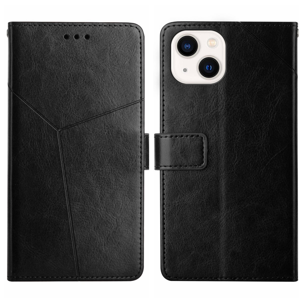 ELECTROPRIME For iPhone 15 Plus HT01 Y-shaped Pattern Flip Leather Phone Case(Black)