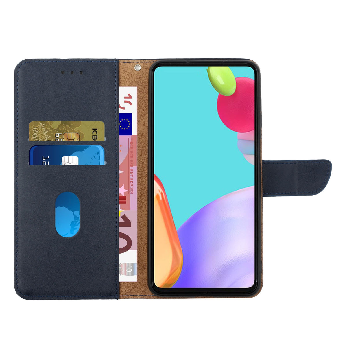 ELECTROPRIME For iPhone 15 Plus Genuine Leather Fingerprint-proof Flip Phone Case(Blue)