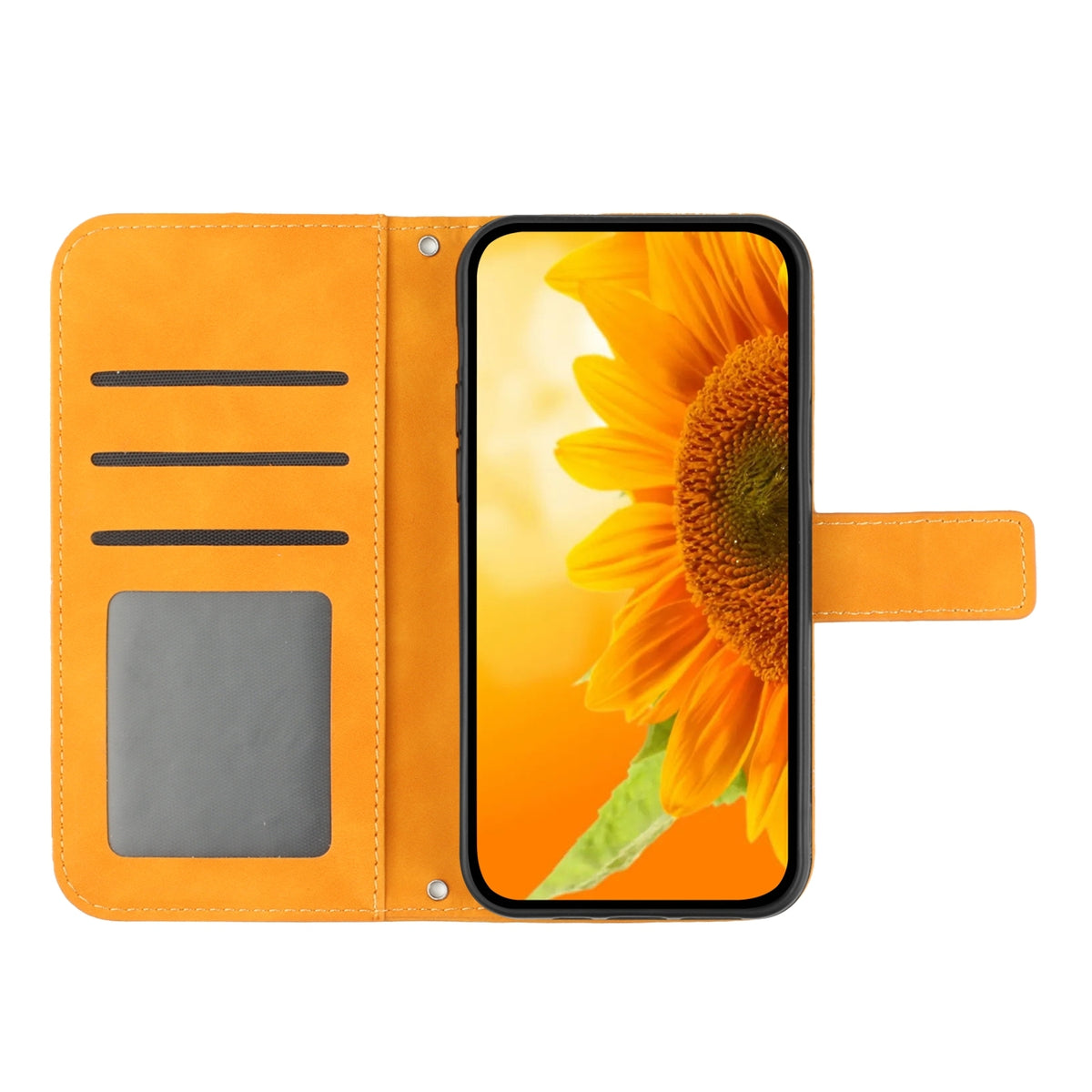 ELECTROPRIME For iPhone 15 Skin Feel Sun Flower Embossed Flip Leather Phone Case with Lanyard(Yellow)