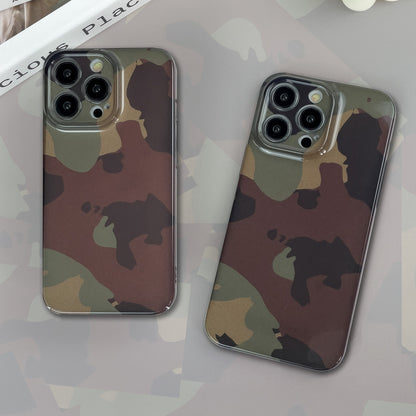 ELECTROPRIME For iPhone 15 Plus Camouflage Pattern Film PC Phone Case(Green Camouflage)