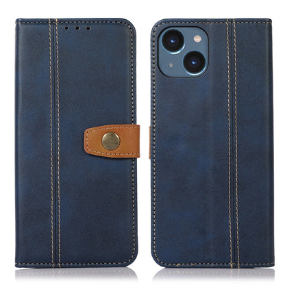 ELECTROPRIME For iPhone 15 Stitching Thread Calf Texture Leather Phone Case(Blue)