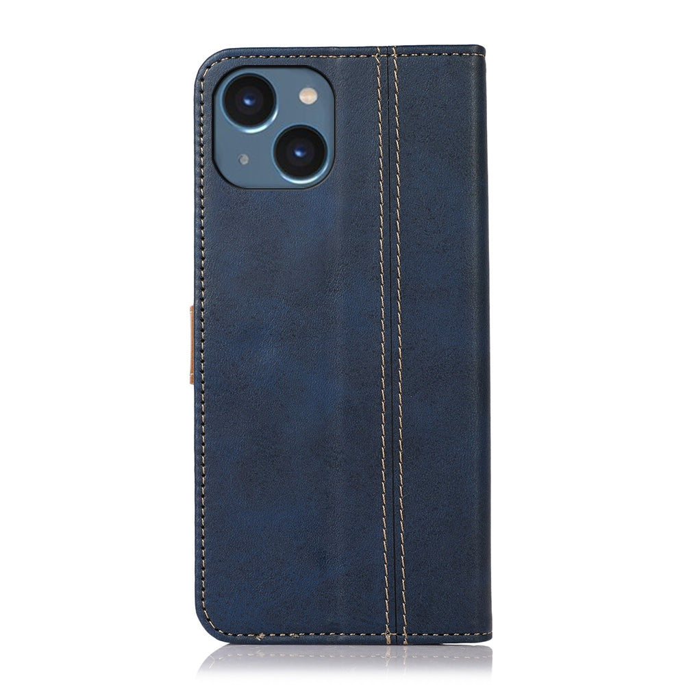ELECTROPRIME For iPhone 15 Stitching Thread Calf Texture Leather Phone Case(Blue)