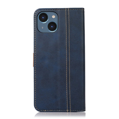 ELECTROPRIME For iPhone 15 Stitching Thread Calf Texture Leather Phone Case(Blue)