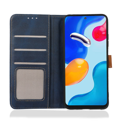ELECTROPRIME For iPhone 15 Stitching Thread Calf Texture Leather Phone Case(Blue)