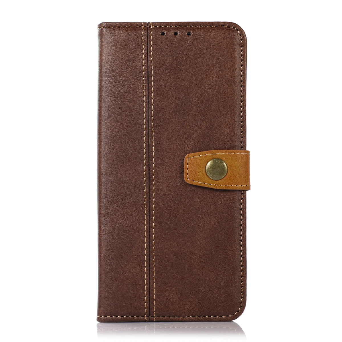 ELECTROPRIME For iPhone 15 Stitching Thread Calf Texture Leather Phone Case(Coffee)