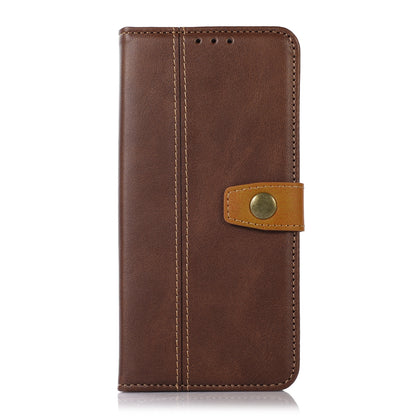 ELECTROPRIME For iPhone 15 Stitching Thread Calf Texture Leather Phone Case(Coffee)
