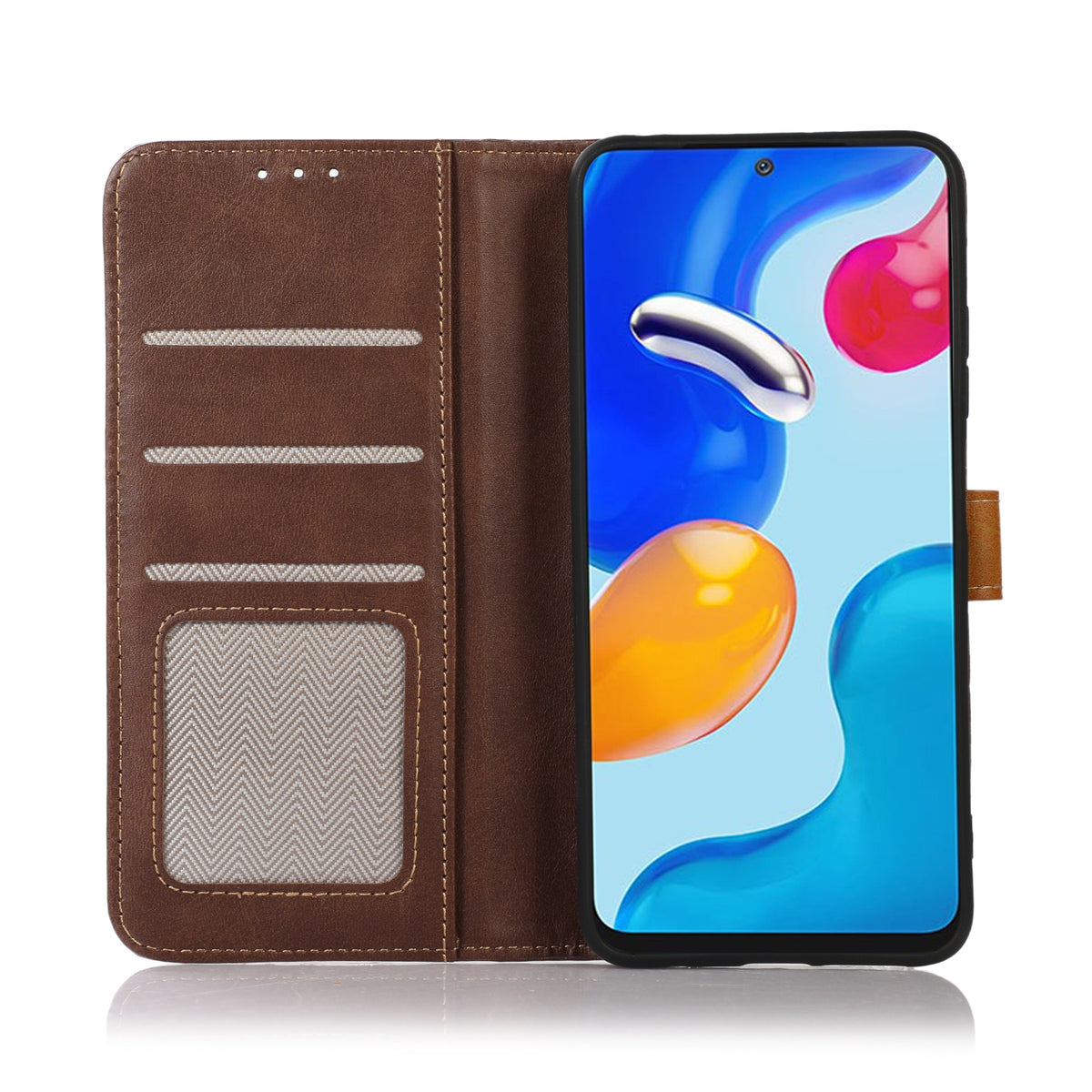 ELECTROPRIME For iPhone 15 Stitching Thread Calf Texture Leather Phone Case(Coffee)