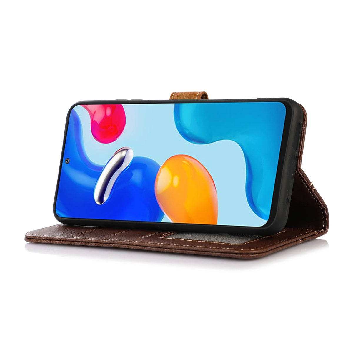 ELECTROPRIME For iPhone 15 Stitching Thread Calf Texture Leather Phone Case(Coffee)