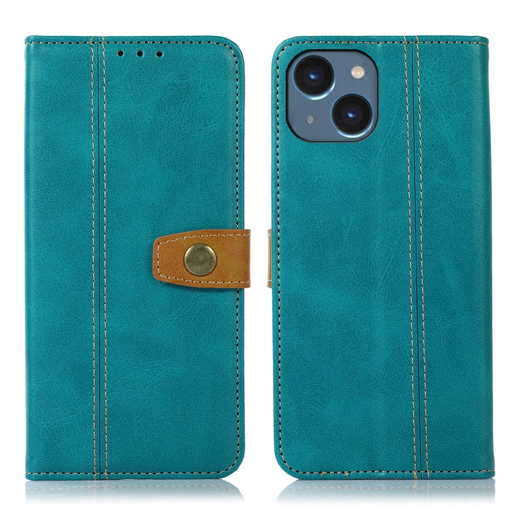 ELECTROPRIME For iPhone 15 Stitching Thread Calf Texture Leather Phone Case(Light Green)