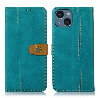ELECTROPRIME For iPhone 15 Stitching Thread Calf Texture Leather Phone Case(Light Green)