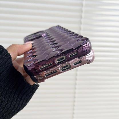ELECTROPRIME For iPhone 15 Retro Weave Texture Electroplating Phone Case(Rose Red)