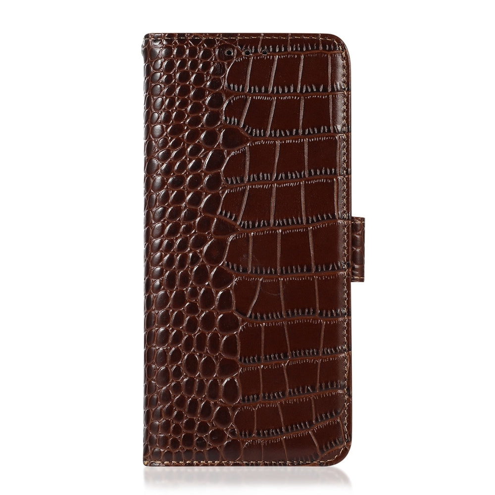 ELECTROPRIME For iPhone 15 Plus Crocodile Top Layer Cowhide Leather Phone Case(Brown)