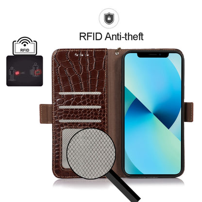 ELECTROPRIME For iPhone 15 Plus Crocodile Top Layer Cowhide Leather Phone Case(Brown)
