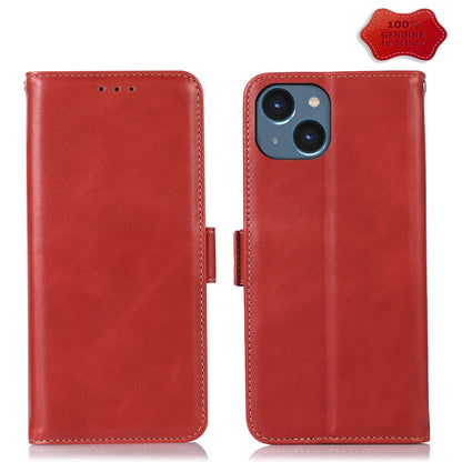 ELECTROPRIME For iPhone 15 Crazy Horse Top Layer Cowhide Leather Phone Case(Red)