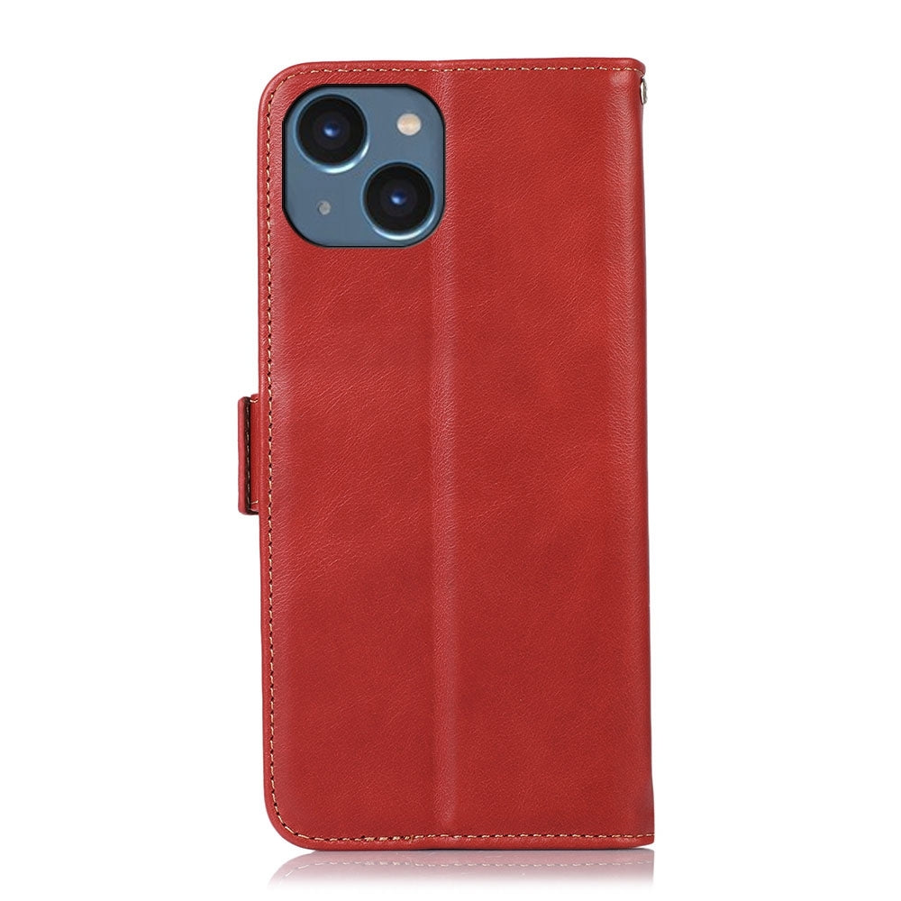 ELECTROPRIME For iPhone 15 Crazy Horse Top Layer Cowhide Leather Phone Case(Red)