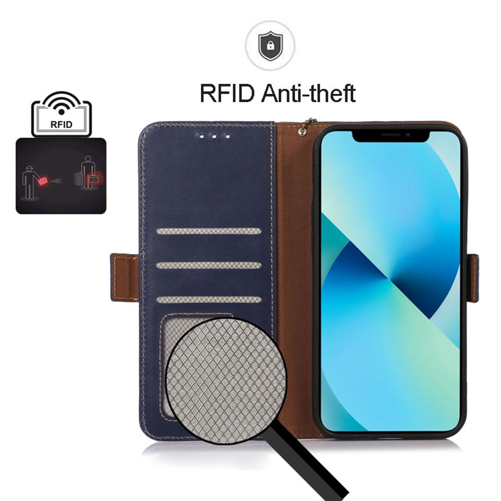 ELECTROPRIME For iPhone 15 Crazy Horse Top Layer Cowhide Leather Phone Case(Blue)