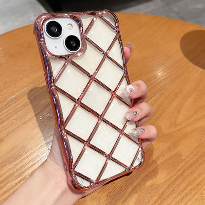 ELECTROPRIME For iPhone 15 3D Diamond Lattice Laser Engraving Phone Case(Pink)