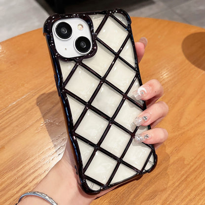 ELECTROPRIME For iPhone 15 3D Diamond Lattice Laser Engraving Phone Case(Black)