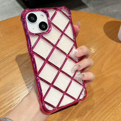 ELECTROPRIME For iPhone 15 3D Diamond Lattice Laser Engraving Phone Case(Rose Red)