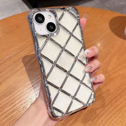 ELECTROPRIME For iPhone 15 3D Diamond Lattice Laser Engraving Phone Case(Silver)