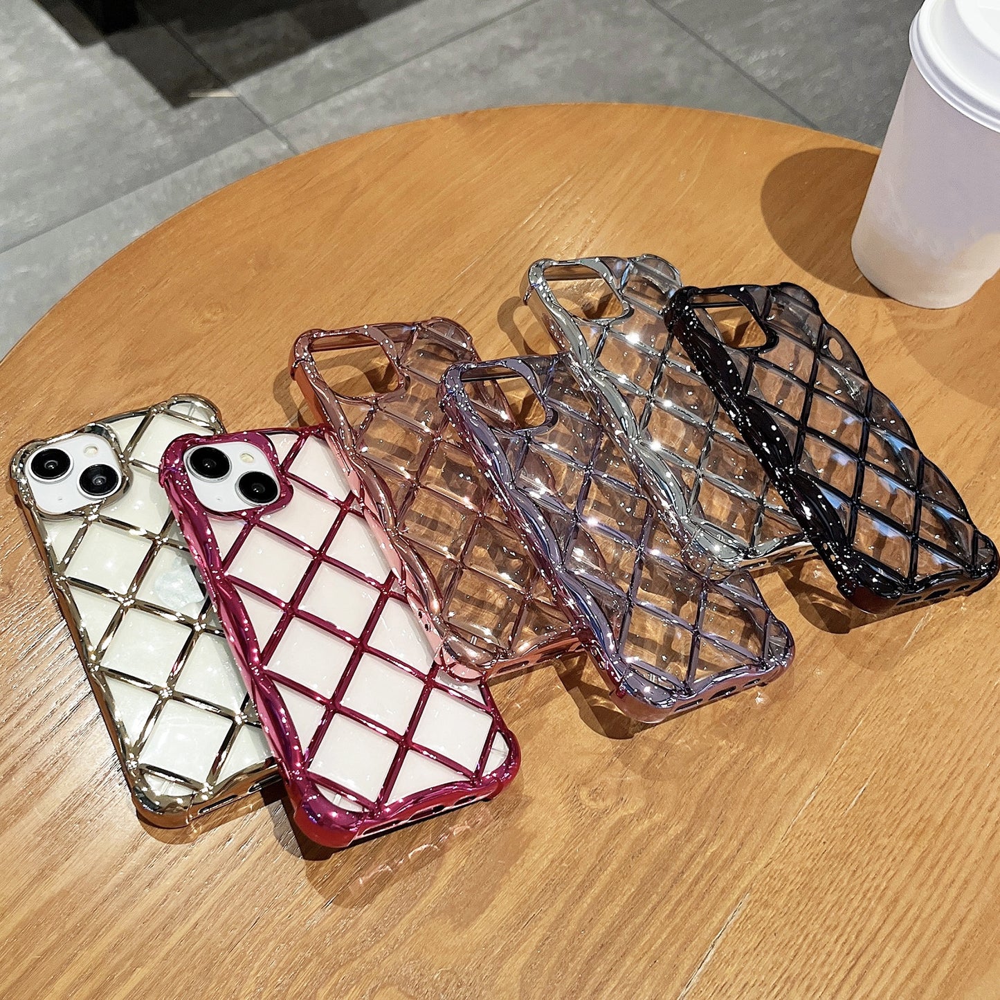 ELECTROPRIME For iPhone 15 3D Diamond Lattice Laser Engraving Phone Case(Silver)