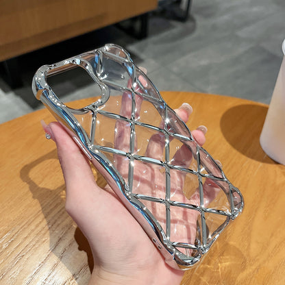 ELECTROPRIME For iPhone 15 3D Diamond Lattice Laser Engraving Phone Case(Purple)