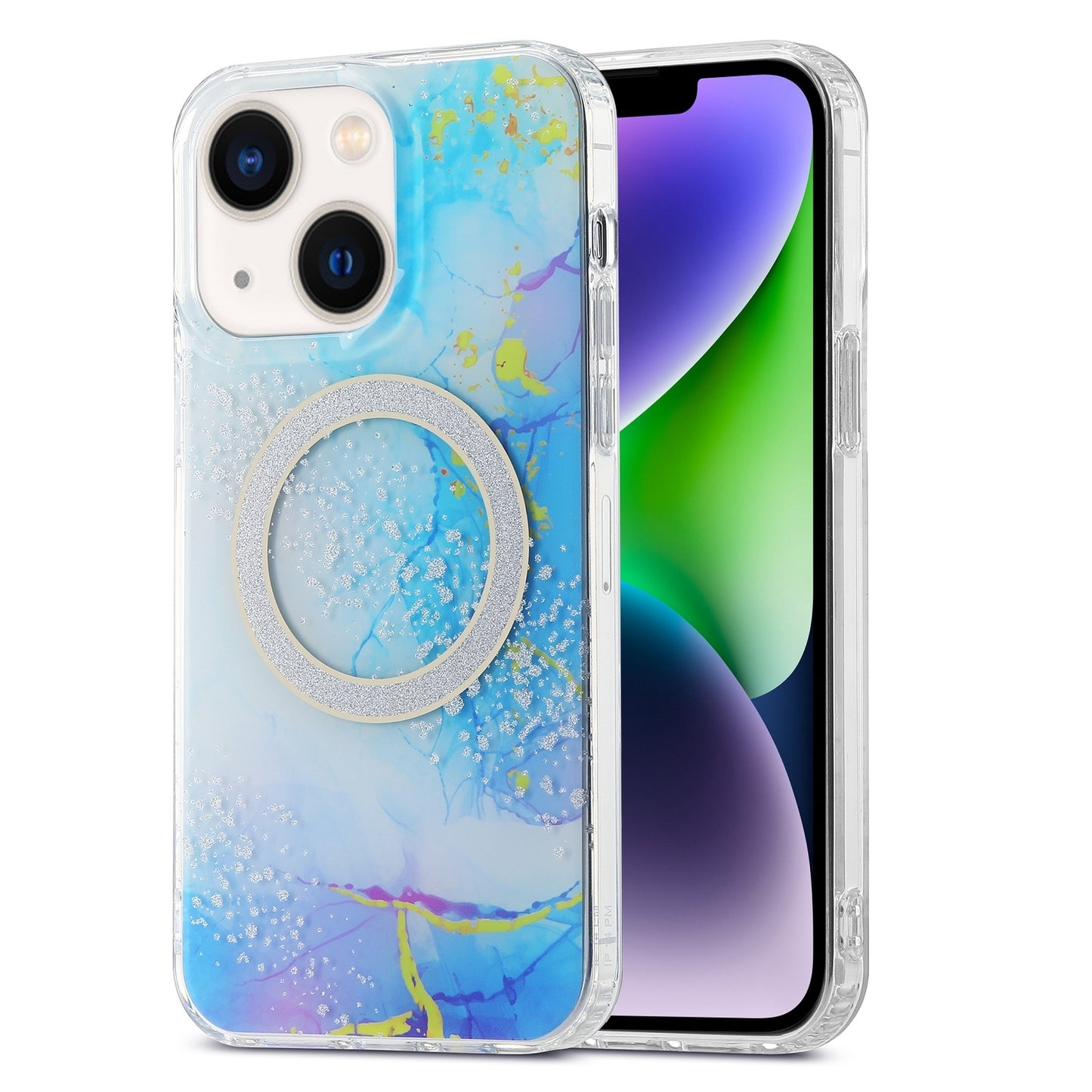 ELECTROPRIME For iPhone 15 Dual-side IMD Marble Magsafe Phone Case(Dark Blue)