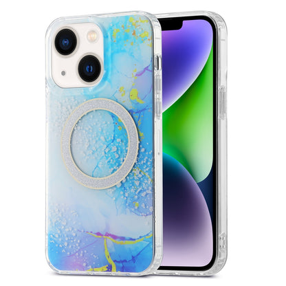 ELECTROPRIME For iPhone 15 Dual-side IMD Marble Magsafe Phone Case(Dark Blue)