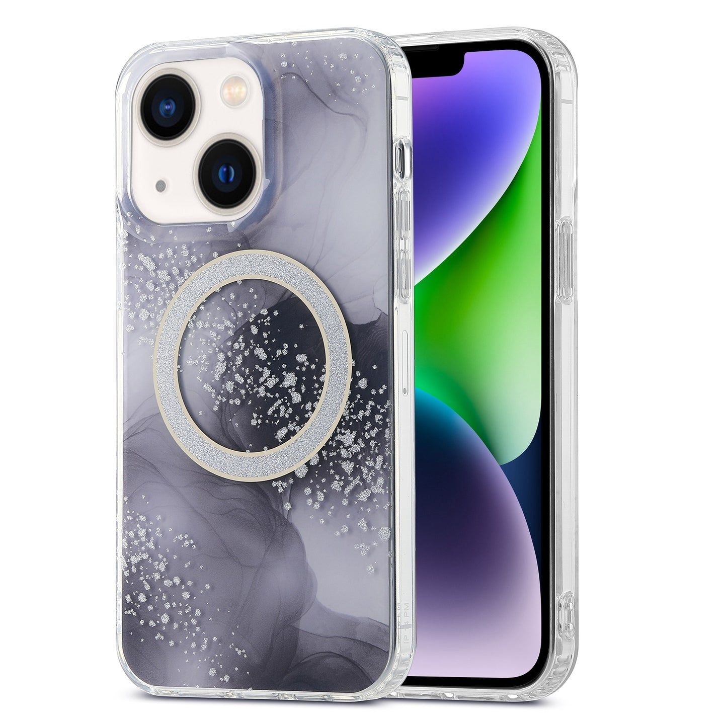 ELECTROPRIME For iPhone 15 Dual-side IMD Marble Magsafe Phone Case(Black)