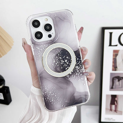 ELECTROPRIME For iPhone 15 Dual-side IMD Marble Magsafe Phone Case(Black)