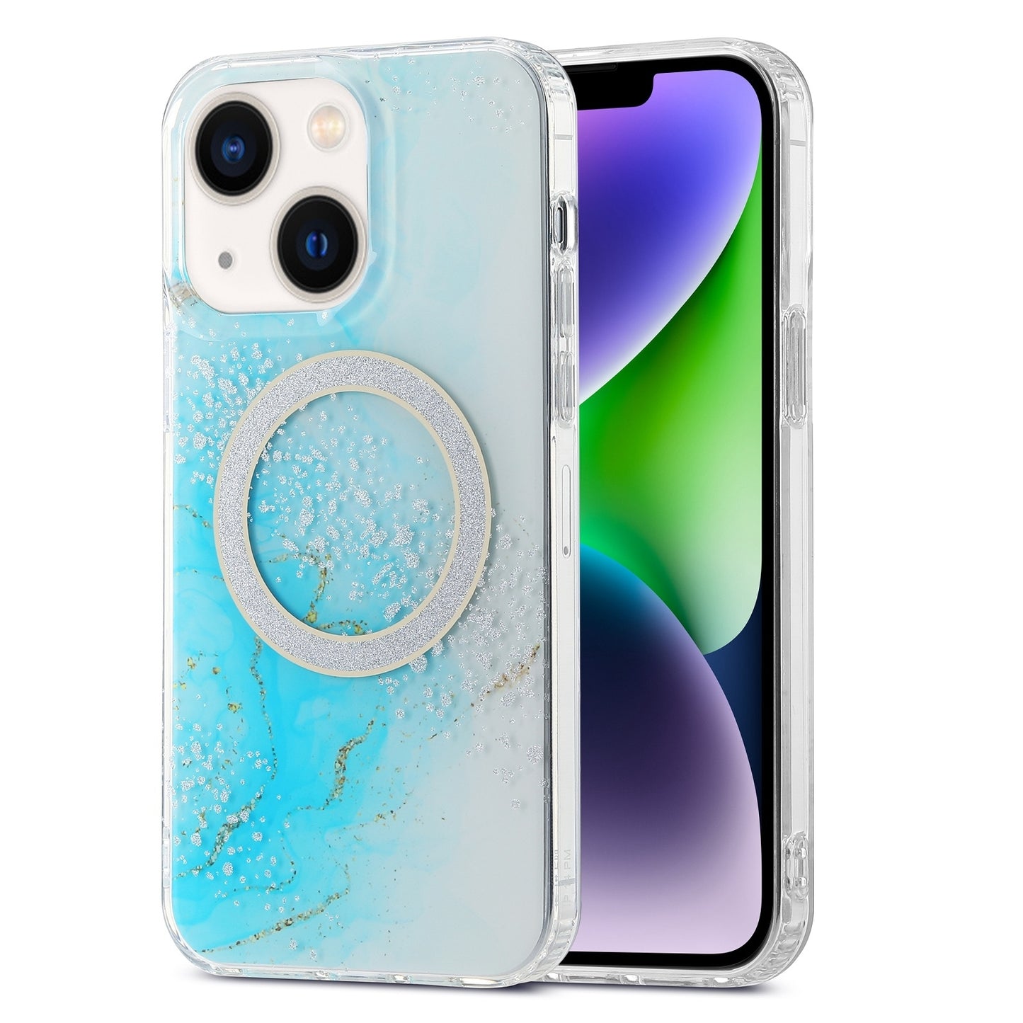 ELECTROPRIME For iPhone 15 Dual-side IMD Marble Magsafe Phone Case(Sky Blue)