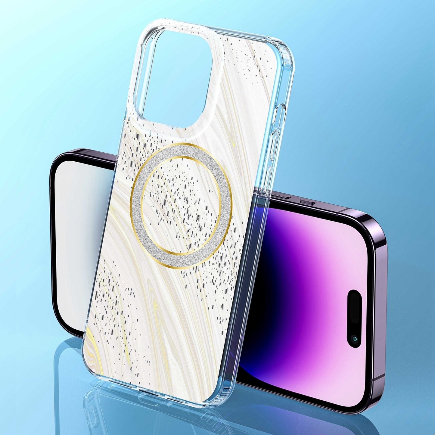ELECTROPRIME For iPhone 15 Dual-side IMD Marble Magsafe Phone Case(White)