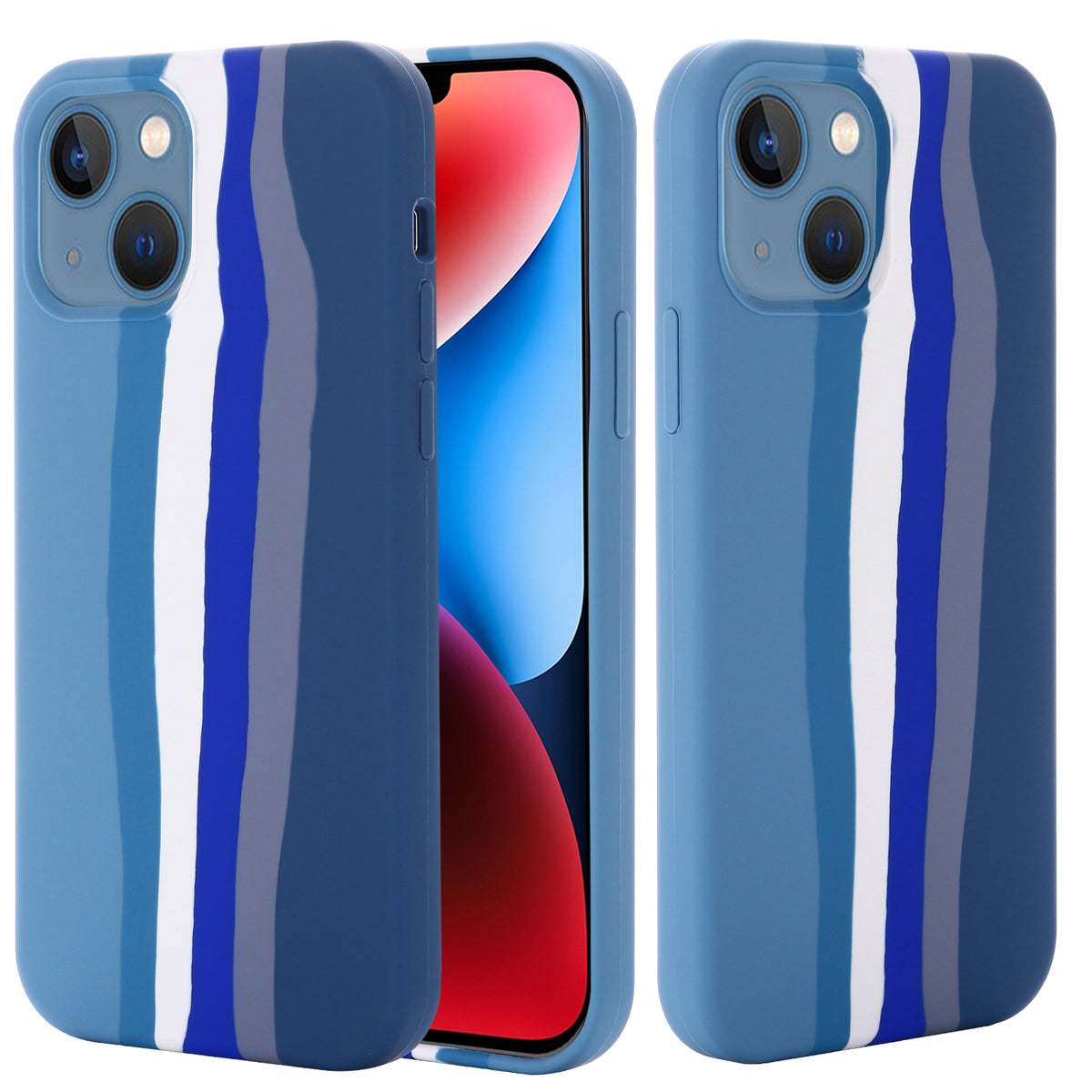 ELECTROPRIME For iPhone 15 Rainbow Liquid Silicone Phone Case(Blue)