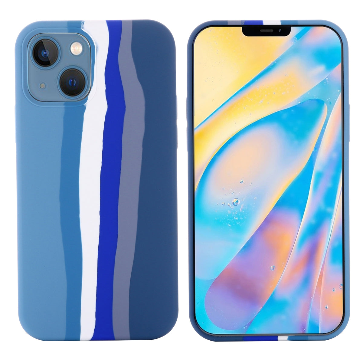 ELECTROPRIME For iPhone 15 Rainbow Liquid Silicone Phone Case(Blue)