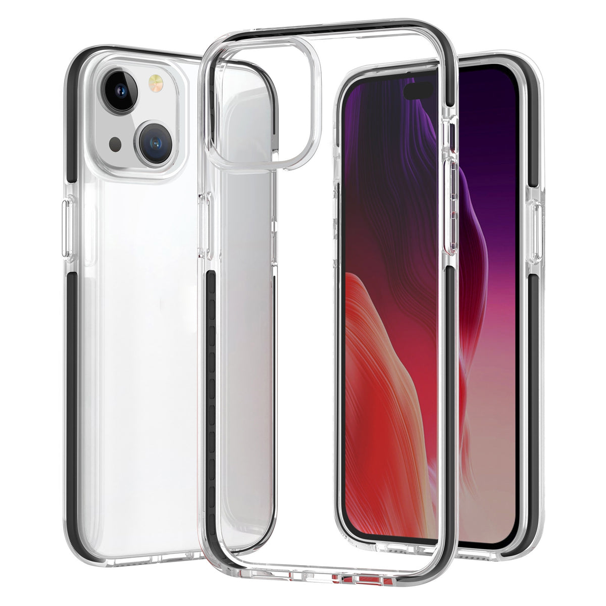 ELECTROPRIME For iPhone 15 Two-color Shockproof High Transparency TPU Phone Case(Black)