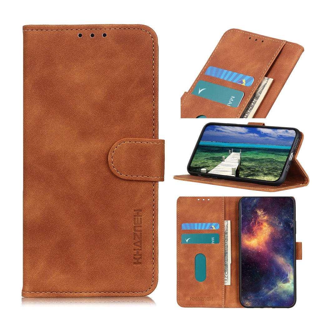 ELECTROPRIME For iPhone 15 Plus KHAZNEH Retro Texture Leather Phone Case(Brown)